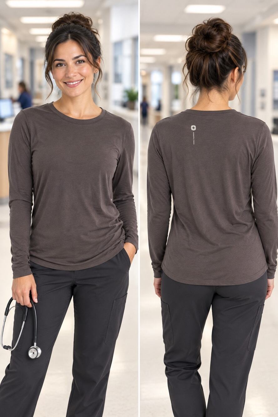 FIGS Supersoft Long Sleeve Underscrub Top Women’s Large Charcoal